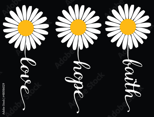 Wallpaper Mural Set of chamomile with blank text