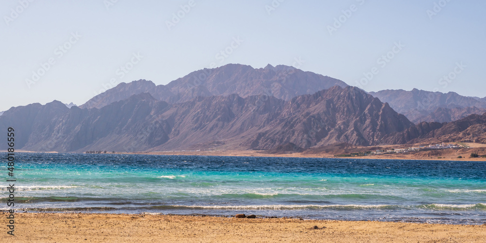 panorama view from the height of the mountains range to the red sea panorama view from the height of the mountains range to the red sea