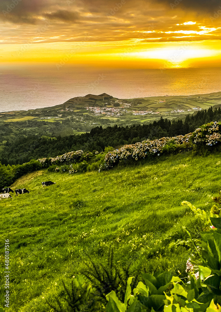 beautiful landscape of Sete Cidades lake on Sao Miguel Island Azores island