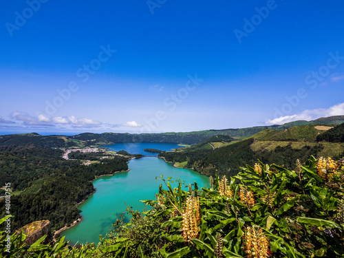 Obraz na płótnie beautiful landscape of Sete Cidades lake on Sao Miguel Island Azores island w salonie