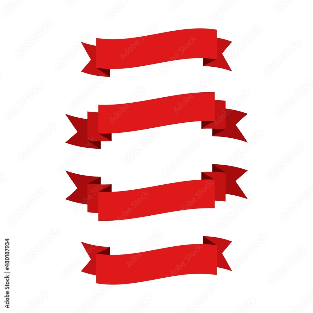Red glossy ribbon vector banners set icon eps 10 on white background Red glossy ribbon vector banners set icon eps 10 on white background