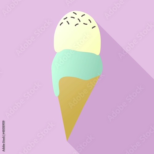 Logo de helado doble con virutas de chocolate, imagen minimalista de postre. 