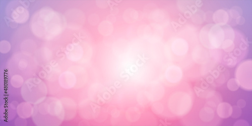 bright pink festive background with lights. Horizontal banner, vector illustration