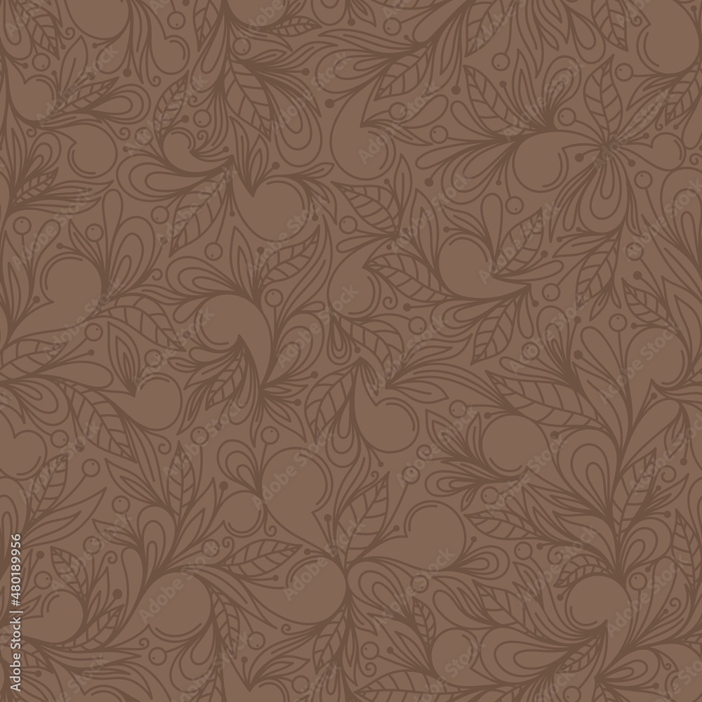 BROWN ABSTRACT FLORAL VECTOR BACKGROUND