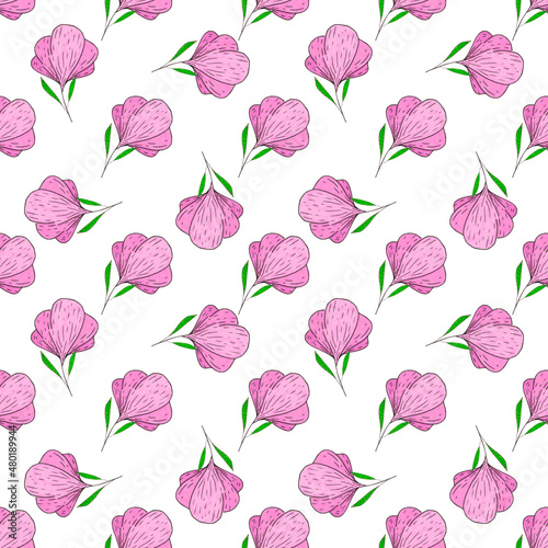 Seamless watercolor floral pattern. Drawing by hands