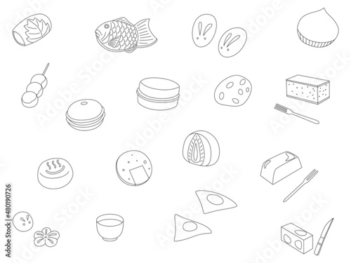 和菓子の壁紙イラストアイコンセット