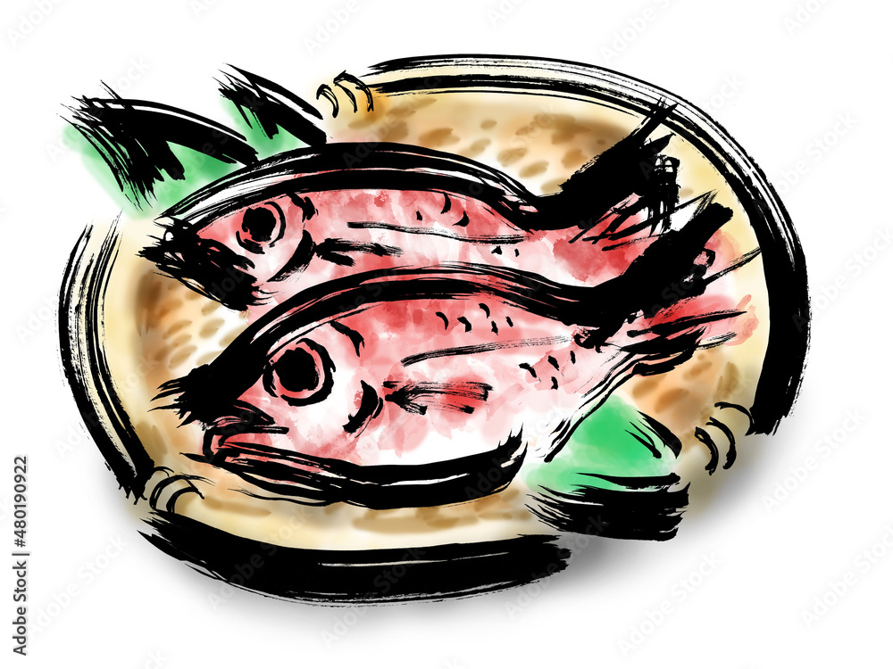 のどぐろの和風手描き筆描きイラスト Stock Vector Adobe Stock