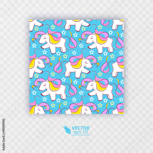 Magic unicorn seamless pattern with pastel colors seamless pattern cartoon style, vector illustration