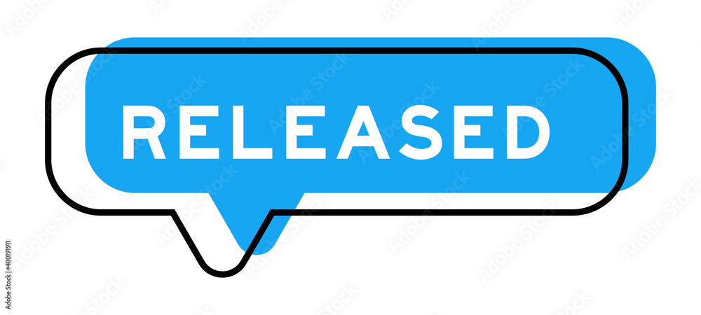 Speech banner and blue shade with word released on white background Speech banner and blue shade with word released on white background