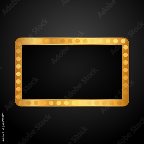 Billboard Casino Retro Vintage Style Golden Dotted Blank Frame On Black Background