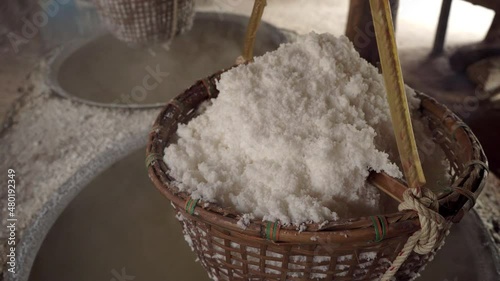 Natural rock salt production at Bo Kluea in Nan province, Thailand.