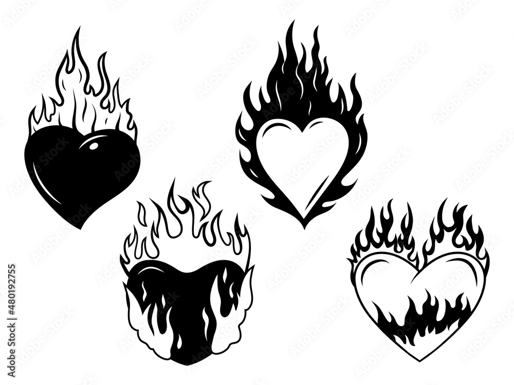 Burning heart old school tattoo Flaming heart tattoo with ribbon with  lettering true love old school style tattoo vector  CanStock