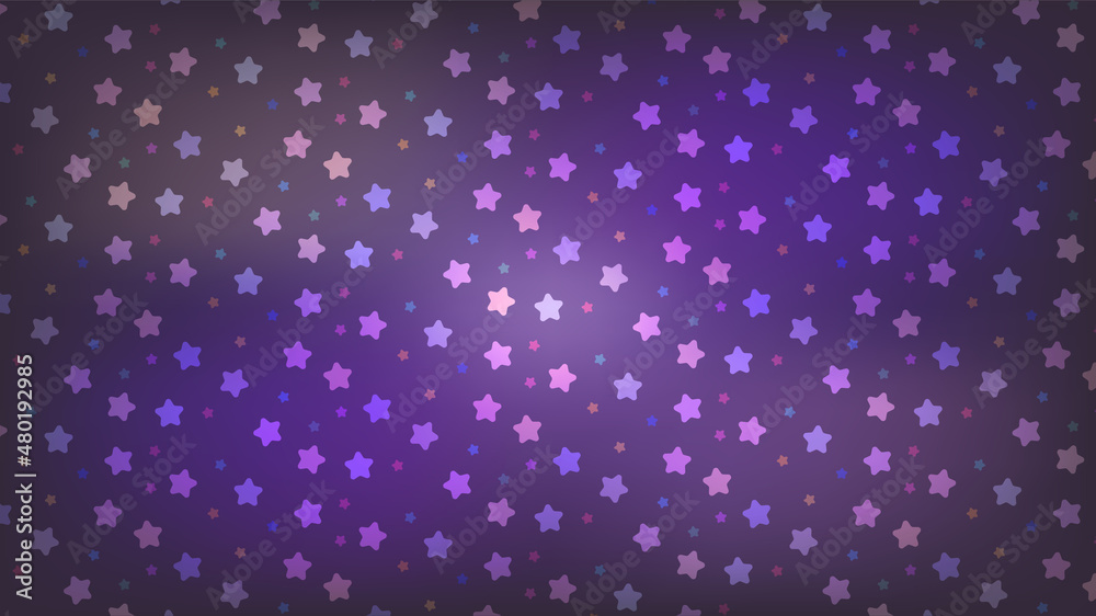 可愛い星が散らばるパターン背景、紫色グラデーション,16対9比率サイズ
