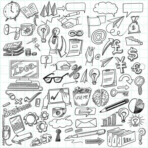Hand draw business idea icon doodles sketch design