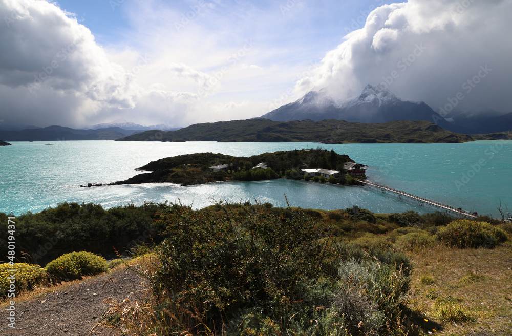 Lake Pehoe in the Torres del Paine Park, Chile Lake Pehoe in the Torres del Paine Park, Chile