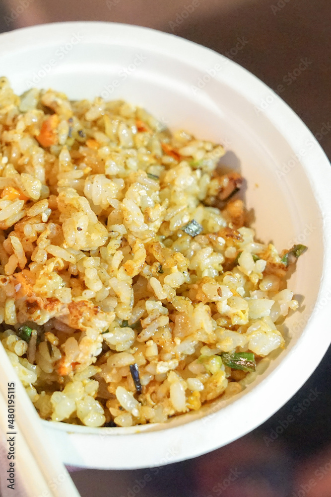 garlic fried rice in foodtruck event., Bangkok, Thailand. garlic fried rice in foodtruck event., Bangkok, Thailand.