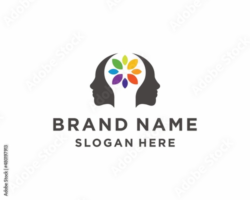 People brain psychology logo template
