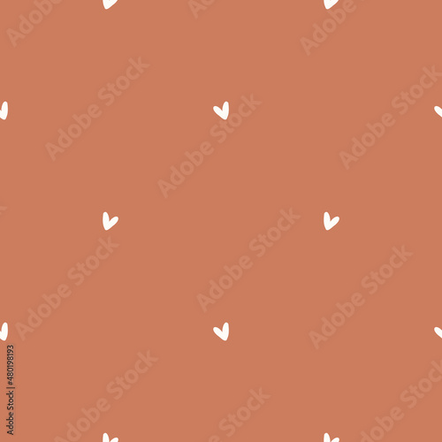 Gender neutral love heart seamless vector background. Simple whimsical romantic 2 tone pattern. Kids nursery wallpaper or scandi all over print. 