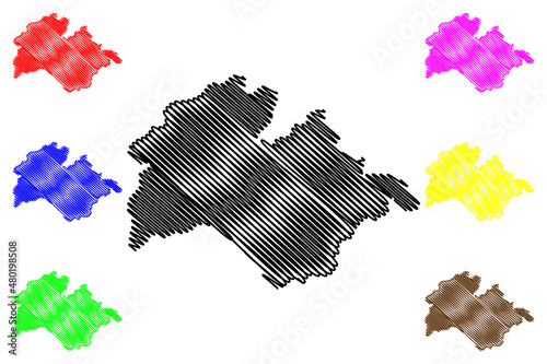 West Karbi Anglong district (Assam State, Republic of India) map vector illustration, scribble sketch West Karbi Anglong map photo