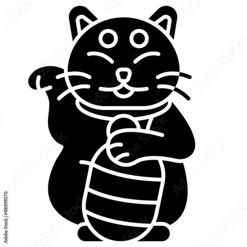maneki neko solid icon