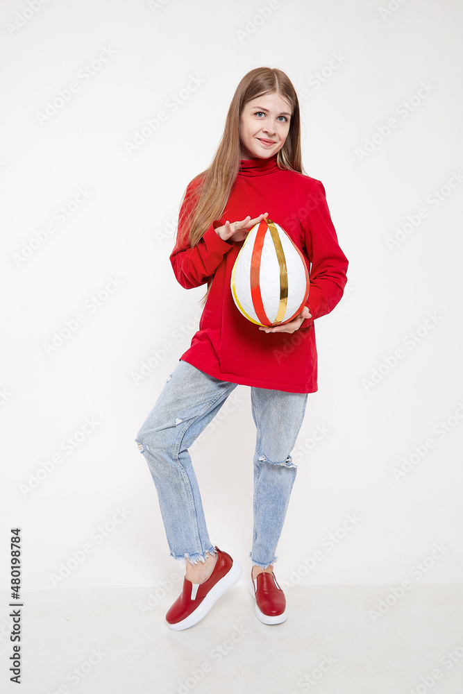 Beautiful young woman or girl wearing casual clothes on white background. Young female model posing during photo shoot Beautiful young woman or girl wearing casual clothes on white background. Young female model posing during photo shoot