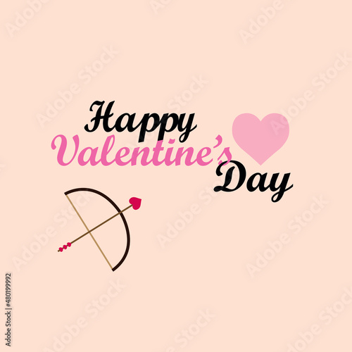 Valentine card, happy valentine's day, bow and arrow of love, cupid, rose hearts