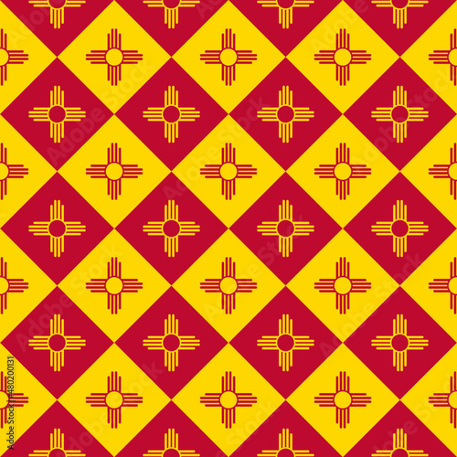 seamless pattern of new mexico state flag. vector illustration. print, book cover, wrapping paper, decoration, banner and etc