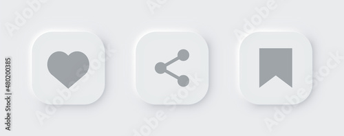 Neumorphic media button set. Multimedia buttons in neumorphism. UI concept. Media user interface mockup.
