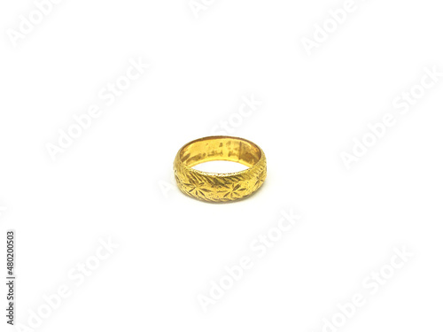 isolate vintage and classic golden ring, white background.