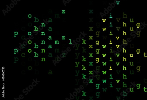 Dark blue, yellow vector template with isolated letters.