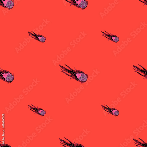 Comet fly seamless pattern. Design meteorite rain . Repeated