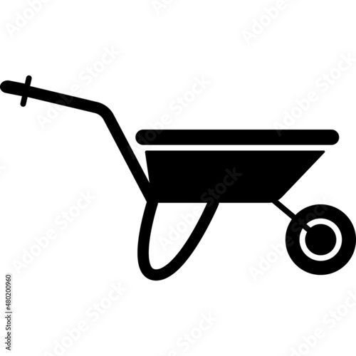 Wheelbarrow Wheel Glyph Icon Vector