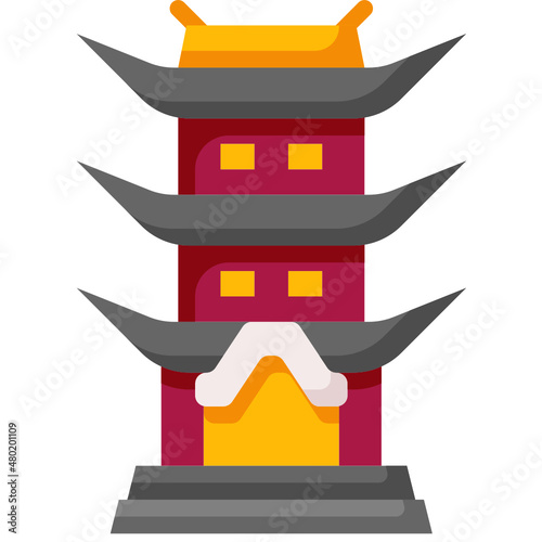pagoda flat icon
