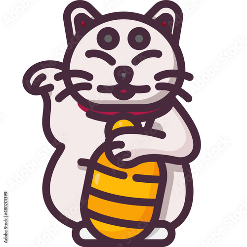 maneki neko line icon