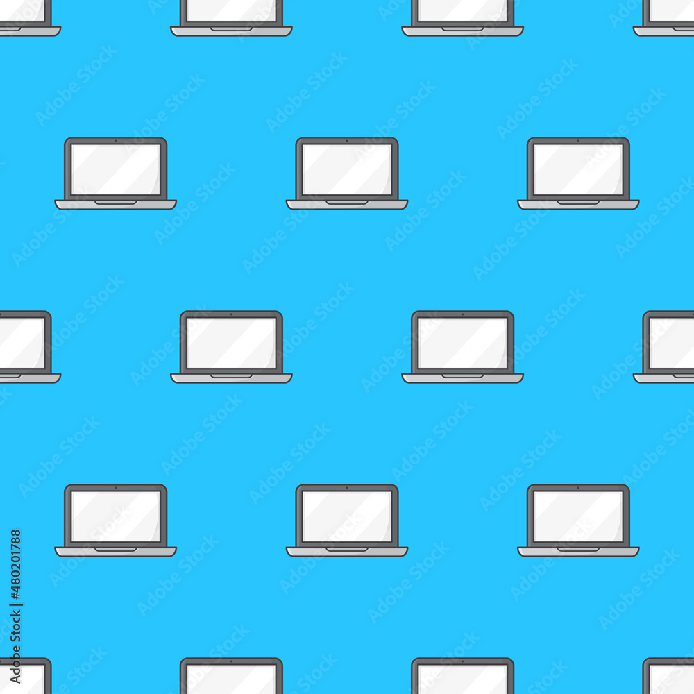 Laptop Seamless Pattern On A White Background. Laptop Computer Theme Vector Illustration Laptop Seamless Pattern On A White Background. Laptop Computer Theme Vector Illustration