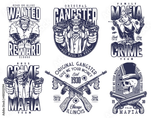 Mafia vintage monochrome label collection