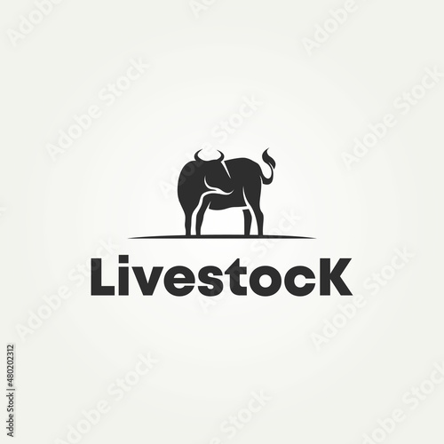 silhouette cattle angus cow livestock logo template vector illustration design