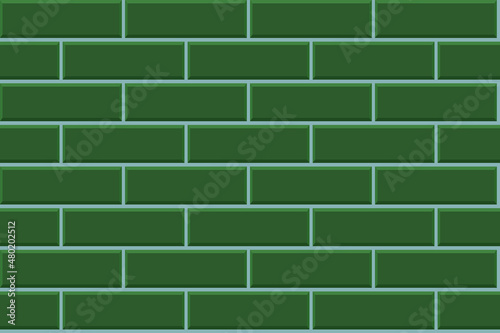 Subway metro green tile seamless pattern. Horisontal brick wall background. Vector flat illustration. Design tile for outdoor building, interior, kitchen, bathroom, spa