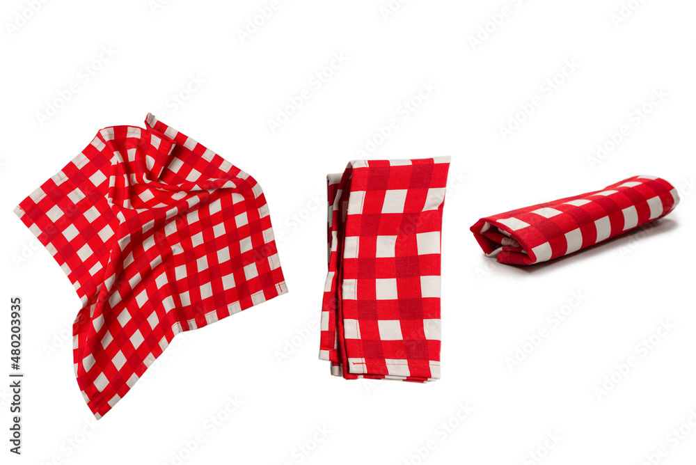 Fototapeta premium Red napkin isolated on white background.