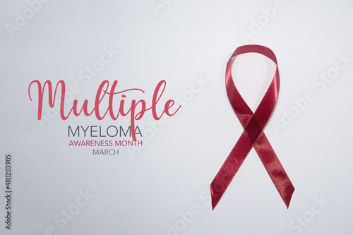 Banner with Multiple Myeloma Awareness Realistic Ribbon