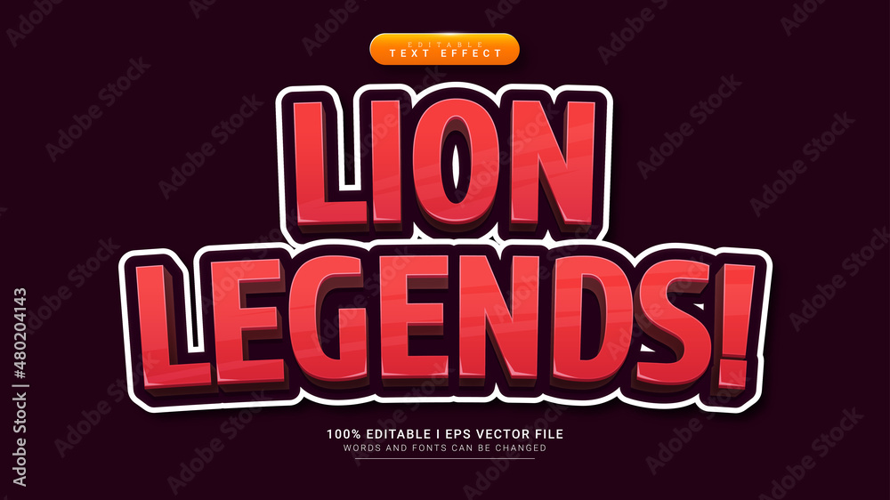 lion legends cartoon 3d text style effect