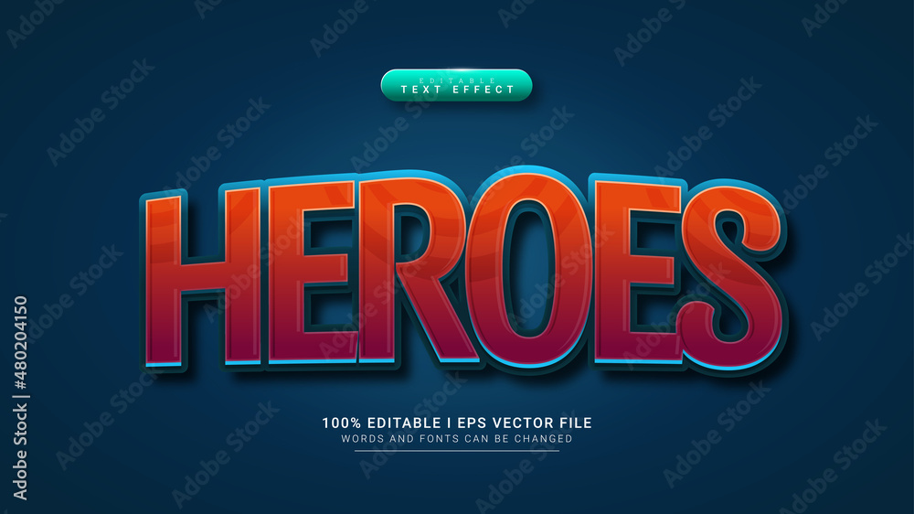 heroes 3d text style effect