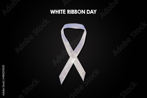 White Ribbon Day Symbol, isolated on Black background