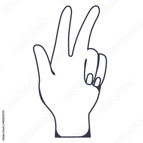 Romantic pink hand and arms expressions. Hand sign. Peace. Valentine's day. Doodle. Contour. Linear. Outline. Cute and simple