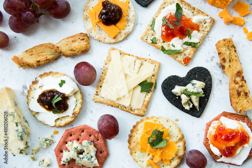 Aperitif Cheese and cracker selection photo