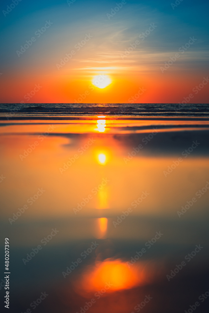 Beautiful Landscape Ocean Summer sunset Natural background Vertical blurred  front Stock Photo | Adobe Stock