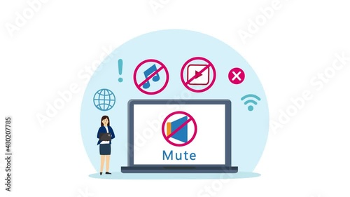Wallpaper Mural Businesswoman mute sound of laptop in office Torontodigital.ca