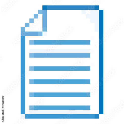 Folder icon in pixel art style. Paper sign. Retro 8 bit symbol