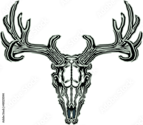 stylized version of a deer skull with large rack