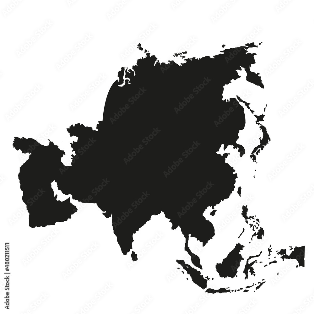 silhouette isometric asia continent